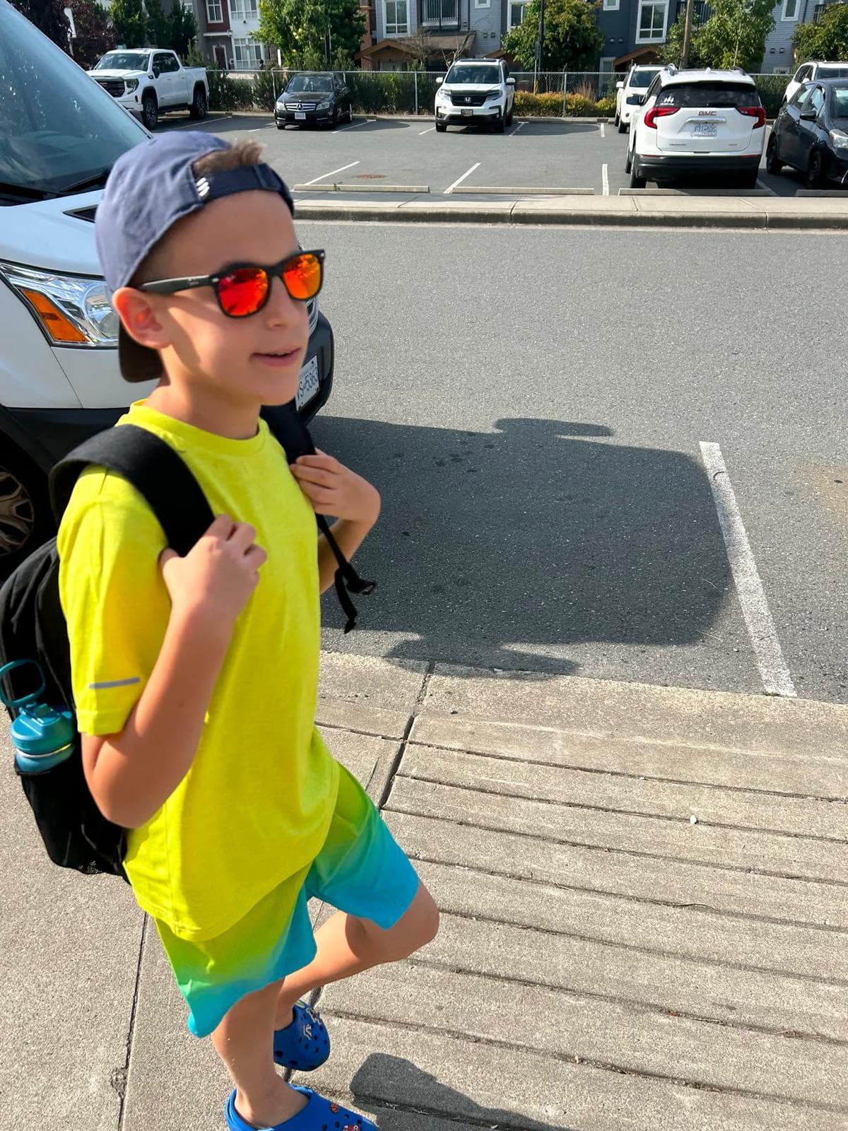 Victor heading off to school in the family's Maple Ridge neighbourhood.