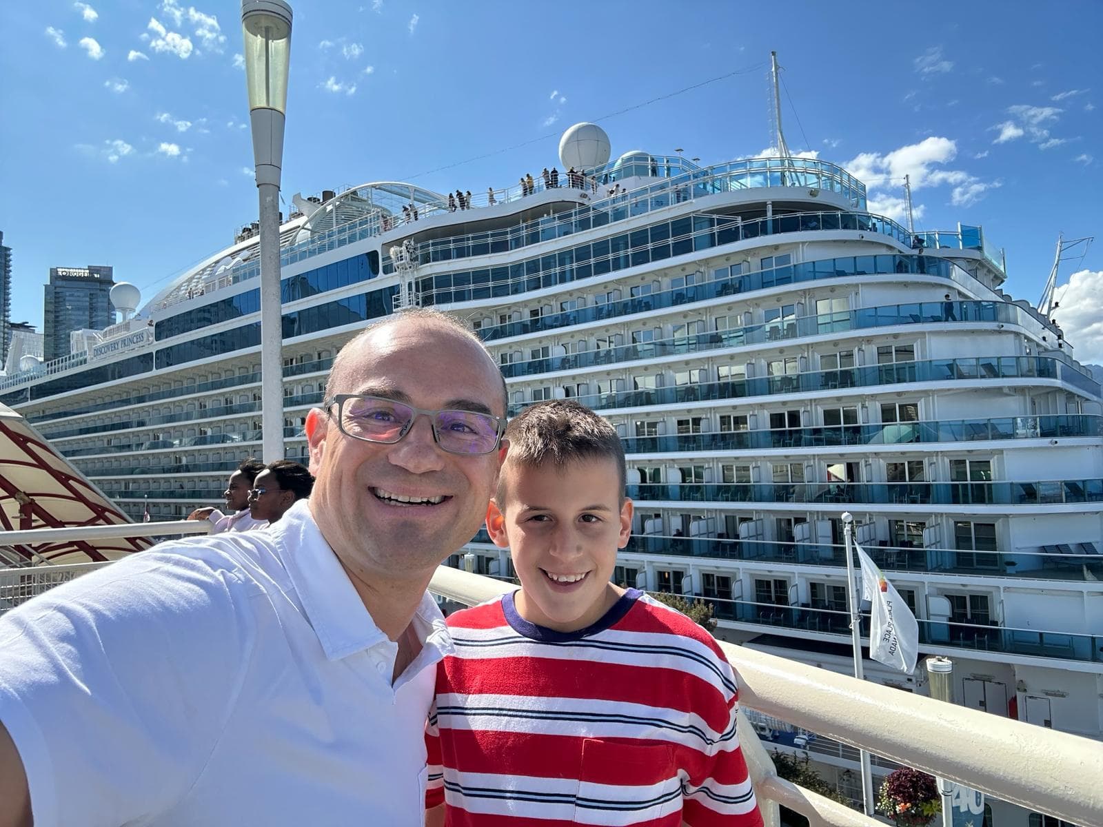 Silviu and his son Victor spending the day together at Canada Place in Vancouver.